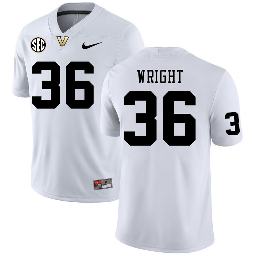 Vanderbilt Commodores #36 Alan Wright College Football Jerseys Sale Stitched-White